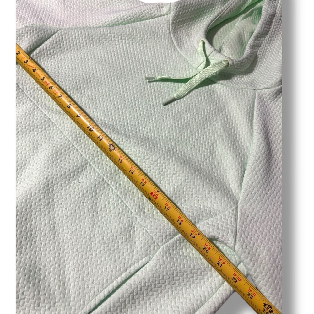 Lively Mint Green Quilted Long Sleeve Lightweight Front Pocket Hooded Sweatshirt - Picture 10 of 15